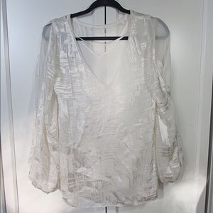 White House Black Silk blend Sheer white Blouse